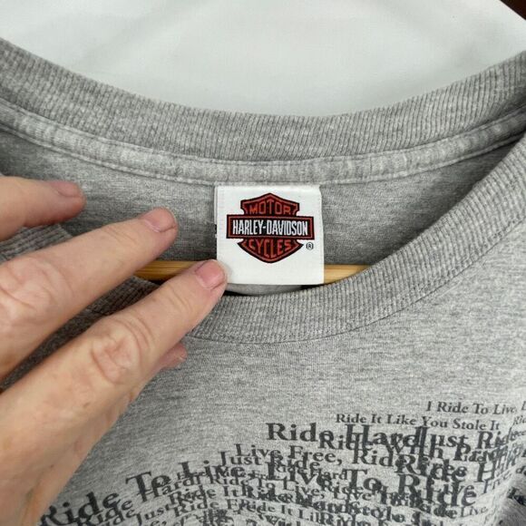Harley Davidson Gray Longhorn Grand Prairie Texas Graphic T-Shirt Size 2X - Picture 2 of 6